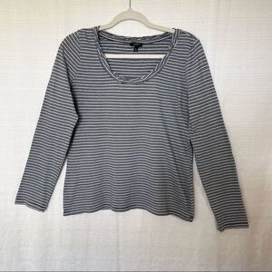 Talbots Striped Crew Neck Long Sleeve Top 100% Pima Cotton Sz M